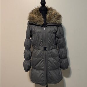 Nine West gray down puffer coat. Gunmetal gray.